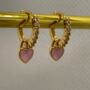 Pink Earring Set, Heart Gold Earring Set, Earring Gift, thumbnail 2 of 5