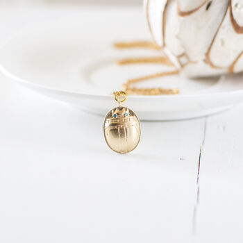 Gold Plated Scarab Beetle Necklace, 2 of 7