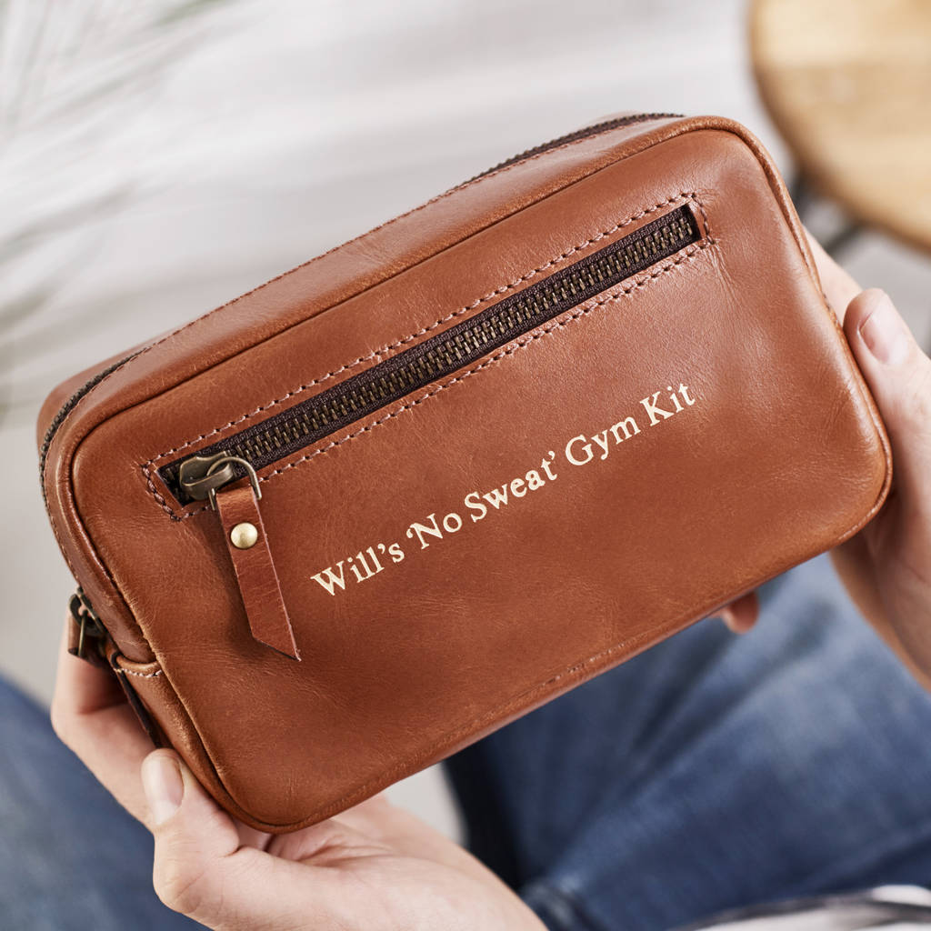 Personalised Leather Shaving Kit Bag By 