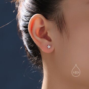 Mismatched Moon And Star Cz Stud Earrings, 5 of 11