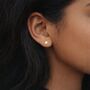 Gold Plated Sterling Silver Disc Micro Stud Earrings – 3mm, thumbnail 4 of 10