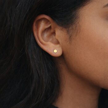 Gold Plated Sterling Silver Disc Micro Stud Earrings – 3mm, 4 of 10
