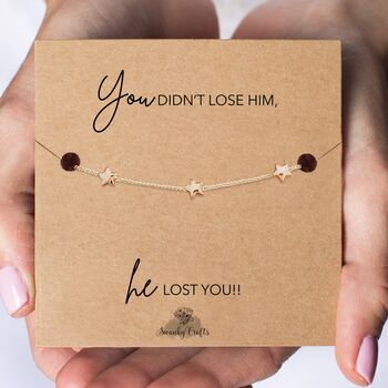 Breakup Gift For Her With A Gold Plated Or Silver Plated Star Bracelet And Card, 3 of 4