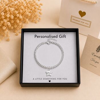 Personalise Silver Bead Star Charm Bracelet Engraved Name, 4 of 8
