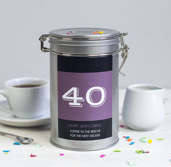 Personalised 40th Birthday Coffee Gift In Tin, 4 of 6