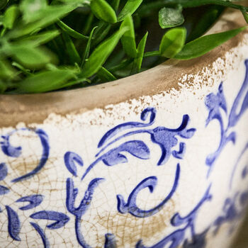 Solene Blue Botanical Planter, 3 of 7