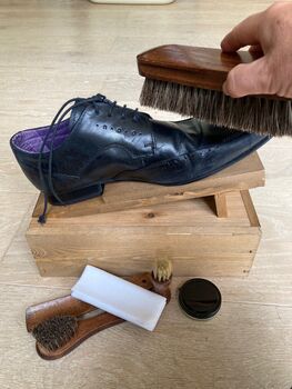 Luxury Wooden Shoe Shine Box Set – Boot Cleaning Kit, 3 of 6
