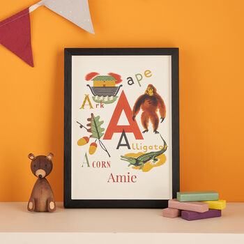 Personalised Children's Picture Alphabet Wall Art Print, 3 of 10