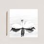 Swans Together Hand Drawn Greeting Card, thumbnail 1 of 7