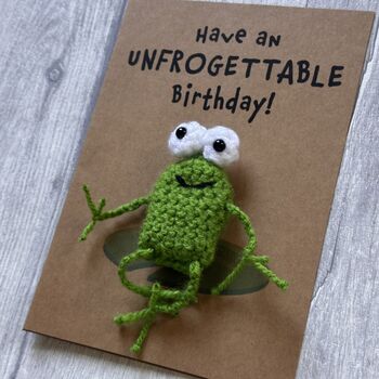Frog Unforgettable Crochet Birthday Card Handmade, 12 of 12