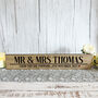 Personalised Oak Mr Mrs Wedding Sign With Names And Date, thumbnail 2 of 4