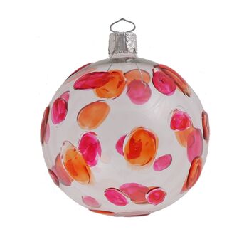 Christmas Spot Bauble, 8cm Pink/Orange, 2 of 2