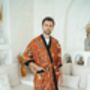 Men's Cotton Batik Kimono Robe In Red, thumbnail 3 of 5