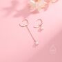 Asymmetric Natural Pearl Huggie Hoops Earrings, thumbnail 5 of 11