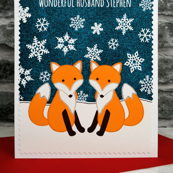 'Foxes' Personalised Couple Christmas Card, 4 of 4