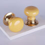 G Decor The Brassworks Edit Sand Yellow Set Of Handcrafted Ceramic Mortice Door Handles, Internal Turning Knobs For Room Doors, thumbnail 1 of 5