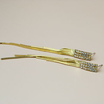 Sparkly Waterfall Chain Drop Stud Earrings For Party, 5 of 5