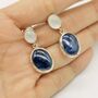 Blue Sapphire, Moonstone Sterling Silver Earrings, thumbnail 7 of 7