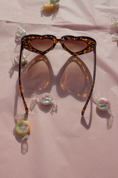 Tortoise Shell Chunky Oversized Heart Sunglasses, 5 of 7