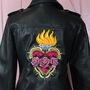 Flaming Heart Anatomical Heart Bride Leather Jacket, thumbnail 5 of 10