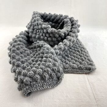 Fair Trade Chunky Oversized Boho Bobble Wool Scarf, 5 of 12