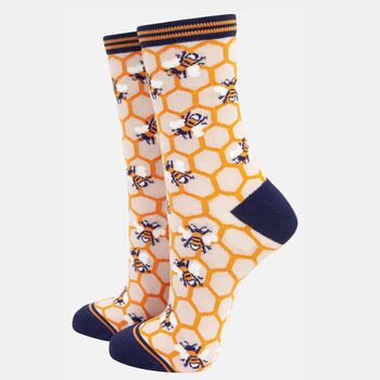 Bees Honeycomb Women's Bamboo Socks Gift Box, 4 of 4