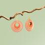Orange And Cream Geometric Circular Earrings • Gold Plated Sterling Silver Hooks, thumbnail 3 of 9