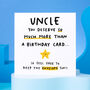 'Uncle Keep The Envelope' Funny Birthday Card, thumbnail 1 of 2
