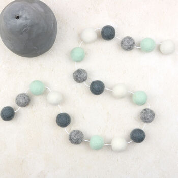 Grey Marbled Grey Mint And White Felt Ball Garland, 2 of 4
