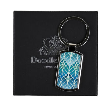 Blue Interwoven Trees Millefiori Handprinted Keyring, 2 of 7