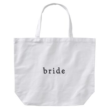 White Embroidered Bride Tote Bag, 3 of 5