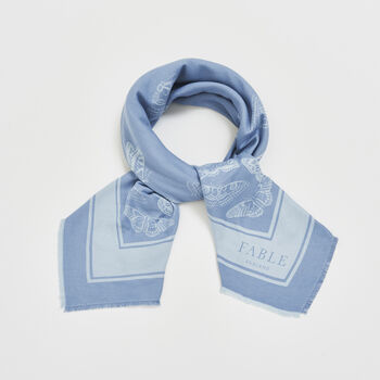 Blue Butterfly Jacquard Square Scarf, 4 of 5