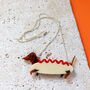 Dachshund Hot Dog Costume Perspex Halloween Necklace, thumbnail 1 of 4