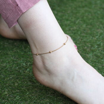 Brass Beaded Round Ball Payal Anklet, 2 of 7