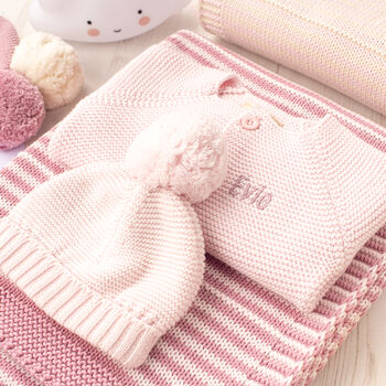 Luxury Baby Girl Dawn And Petal Pink Knitted Gift Box, 2 of 12