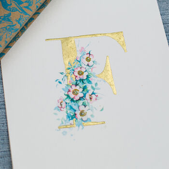 Illustrated Initial Letter In Real Gold Unframed Print, 2 of 7