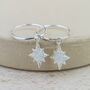 Sterling Silver Starburst Charm Hoops, thumbnail 2 of 3