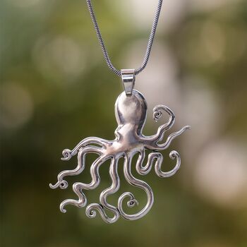 Long Statement Octopus Pendant Necklace, 3 of 6