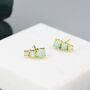 Tiny Aqua Green Opal Trio Stud Earrings, thumbnail 6 of 12