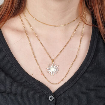 18ct Gold Plated Distant Sun Pendant Necklace, 2 of 5
