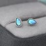 Sterling Silver Blue Opal Droplet Stud Earrings, thumbnail 7 of 12