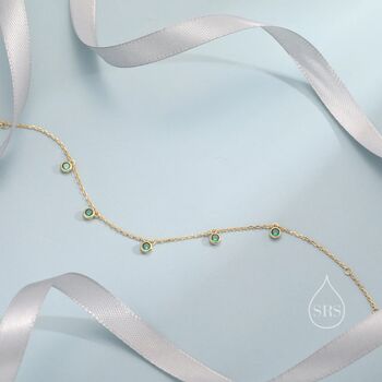 Emerald Green Or Clear Cz Dangle Bracelet, 8 of 12