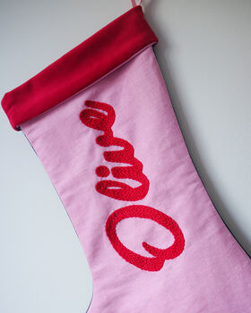 Personalised Cotton And Velvet Christmas Stocking, 4 of 6