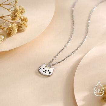 Tabby Cat Pendant Necklace In Sterling Silver, 3 of 9