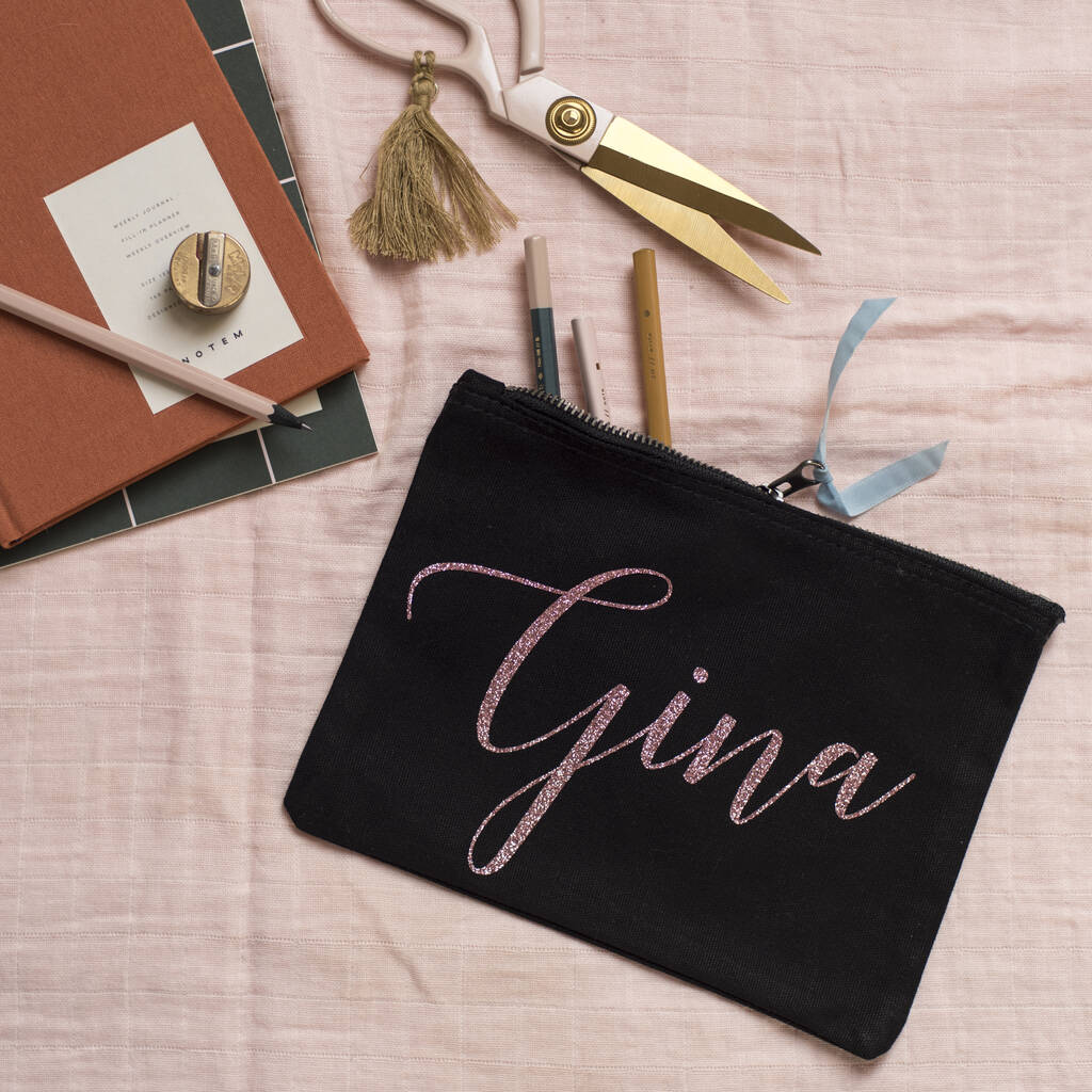 Personalised Glitter Name Pouch By Oh Squirrel