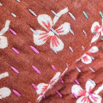 Sari Cushion Cover, Brown Floral, 46cm Handmade, 3 of 11