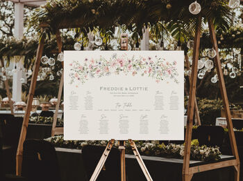 Wedding Table Plan Sign With Pink Wild Flower, 4 of 7