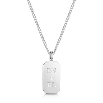 Octagonal Tag Men's Necklace 925 Sterling Silver, 6 of 6