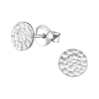 Sterling Silver Hammered Round Earrings In A Gift Tin, 2 of 9