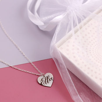 Bespoke Name Necklace On Sterling Silver Heart, 3 of 12